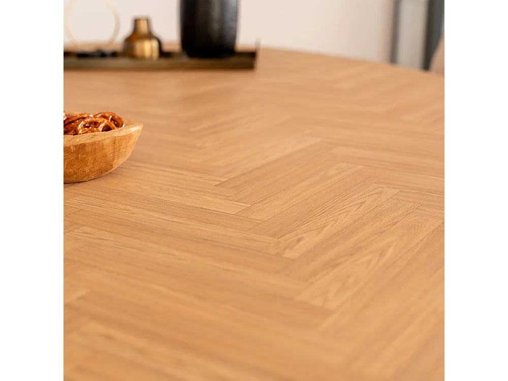 Home Deluxe Ensemble de salle à manger Ovale incl. pied étoile 200 x 120 cm Fishbone Oak