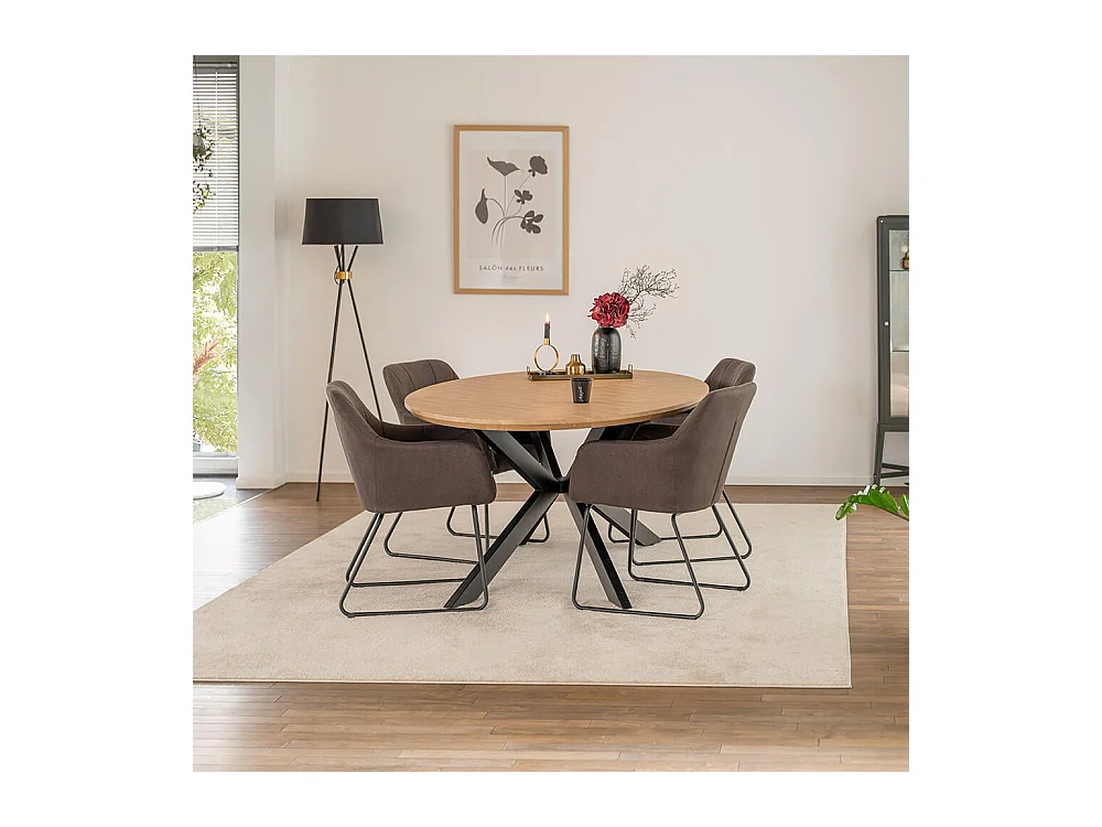 Home Deluxe Ensemble de salle à manger Ovale incl. pied étoile 200 x 120 cm Fishbone Oak