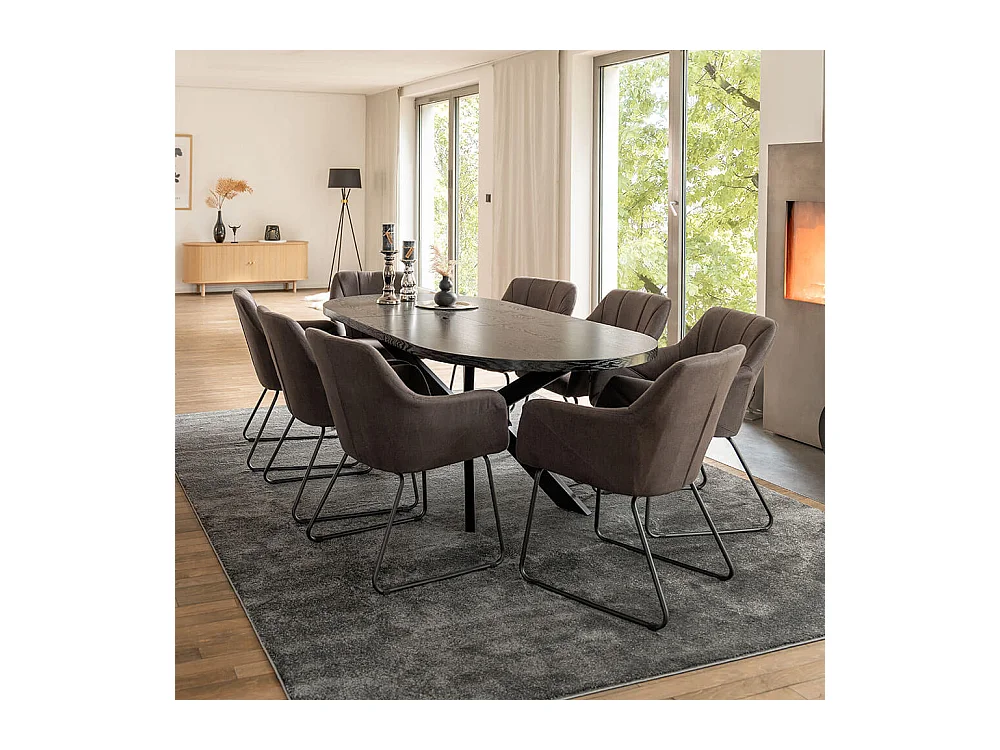 Home Deluxe Salle à manger Ovale Extensible incl. pied étoile 160 x 100 cm Dark Oak