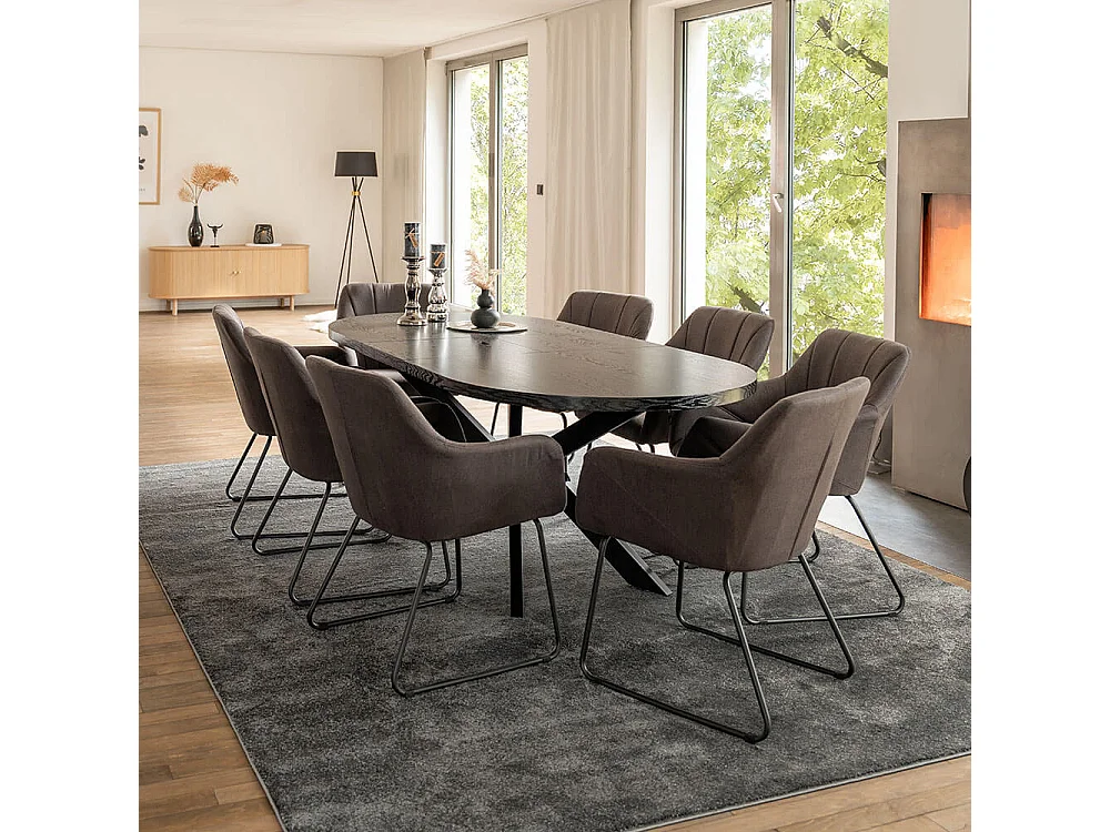 Home Deluxe Salle à manger Ovale Extensible incl. pied étoile 160 x 100 cm Dark Oak