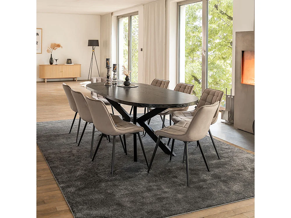 Home Deluxe Salle à manger Ovale Extensible incl. pied étoile 160 x 100 cm Dark Oak