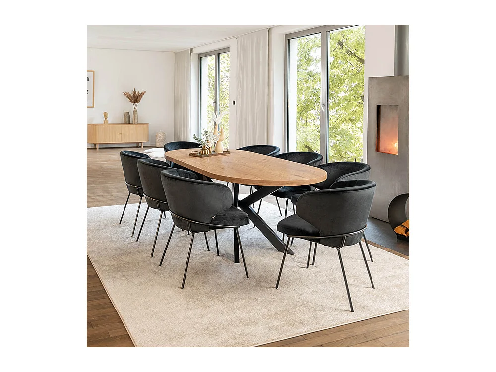 Home Deluxe Salle à manger Ovale Extensible incl. pied étoile 160 x 100 cm Light Oak