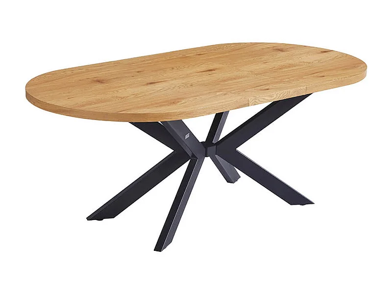 Home Deluxe Salle à manger Ovale Extensible incl. pied étoile 160 x 100 cm Light Oak