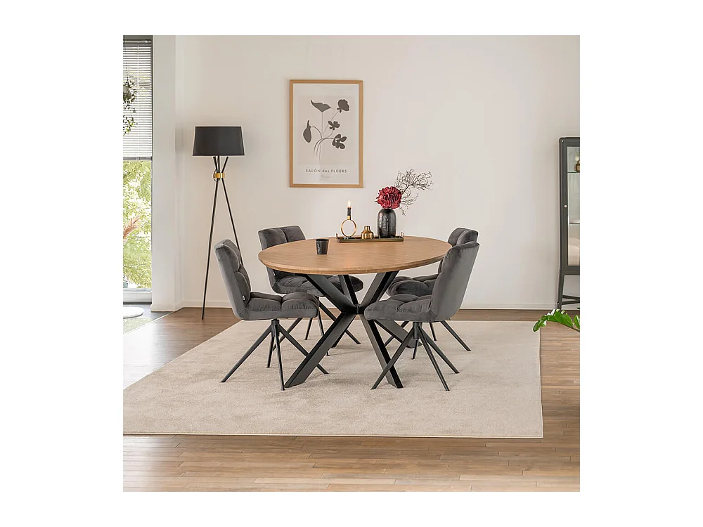 Home Deluxe Ensemble de salle à manger Ovale incl. pied étoile 200 x 120 cm Fishbone Oak