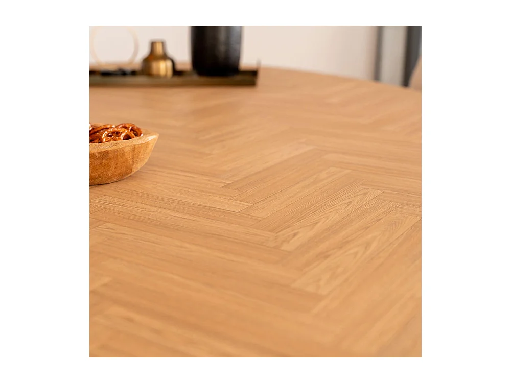 Home Deluxe Ensemble de salle à manger Ovale incl. pied étoile 200 x 120 cm Fishbone Oak