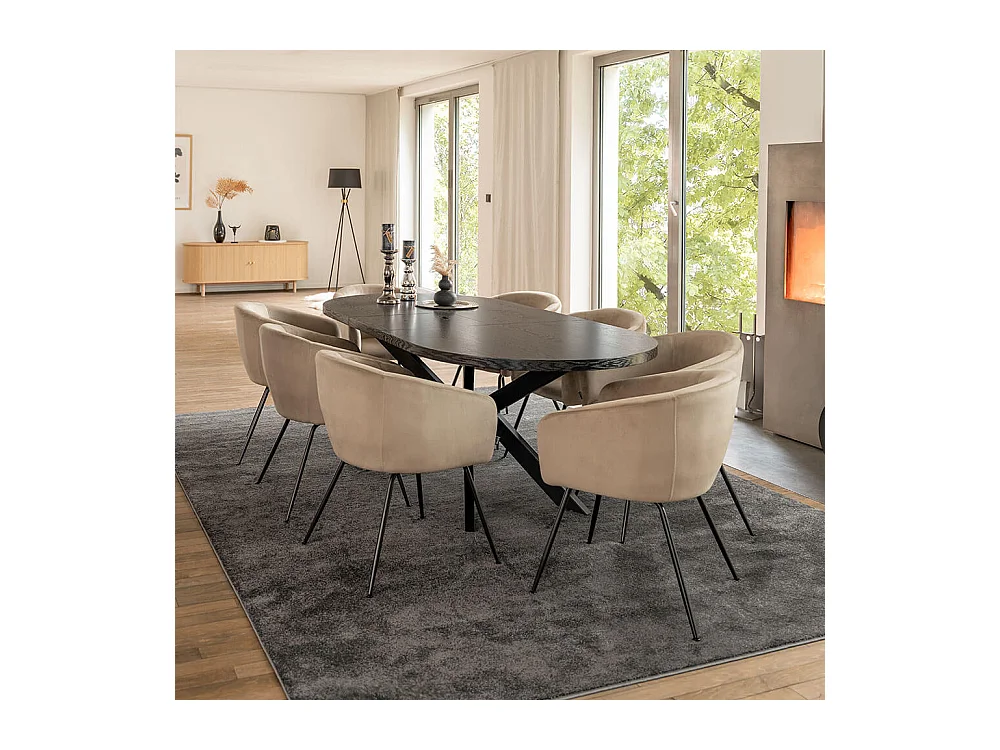 Home Deluxe Salle à manger Ovale Extensible incl. pied étoile 160 x 100 cm Dark Oak