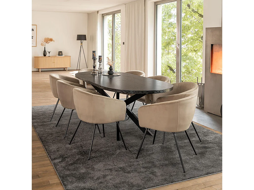 Home Deluxe Salle à manger Ovale Extensible incl. pied étoile 160 x 100 cm Dark Oak