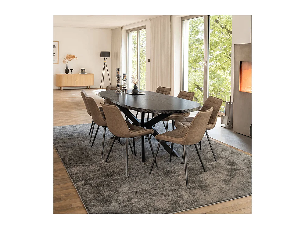 Home Deluxe Salle à manger Ovale Extensible incl. pied étoile 160 x 100 cm Dark Oak