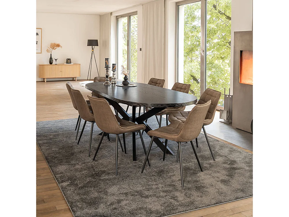 Home Deluxe Salle à manger Ovale Extensible incl. pied étoile 160 x 100 cm Dark Oak