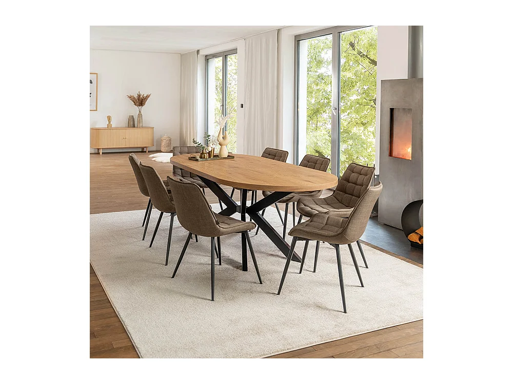 Home Deluxe Salle à manger Ovale Extensible incl. pied étoile 160 x 100 cm Light Oak