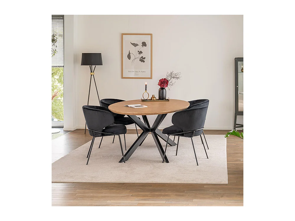 Home Deluxe Ensemble de salle à manger Ovale incl. pied étoile 200 x 120 cm Fishbone Oak