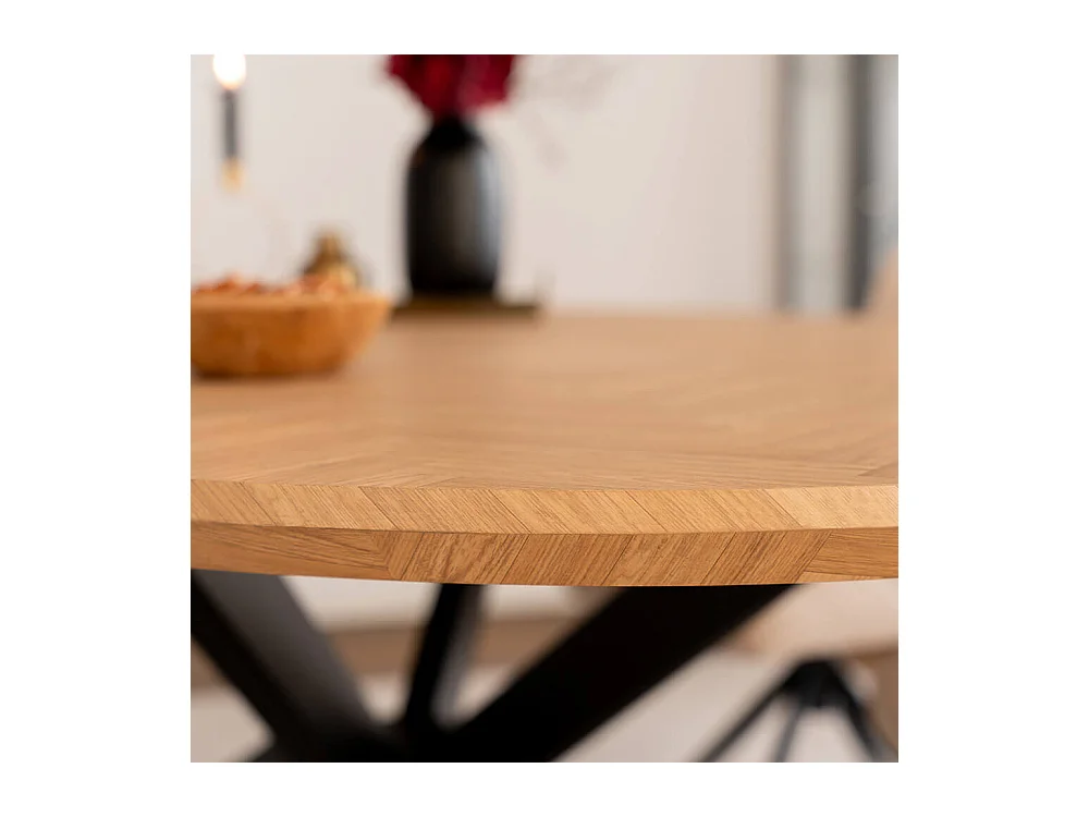 Home Deluxe Ensemble de salle à manger Ovale incl. pied étoile 200 x 120 cm Fishbone Oak