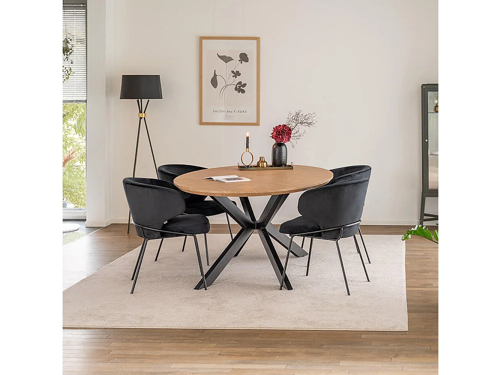 Home Deluxe Ensemble de salle à manger Ovale incl. pied étoile 200 x 120 cm Fishbone Oak