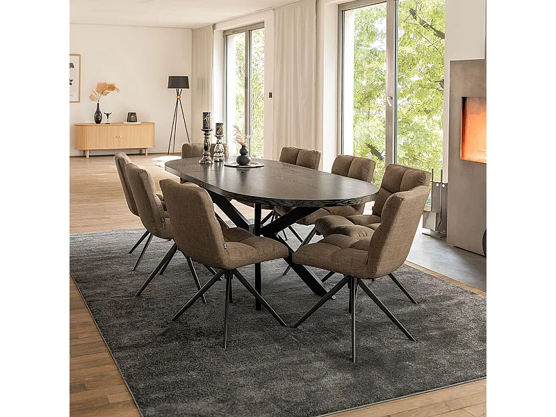 Home Deluxe Salle à manger Ovale Extensible incl. pied étoile 160 x 100 cm Dark Oak