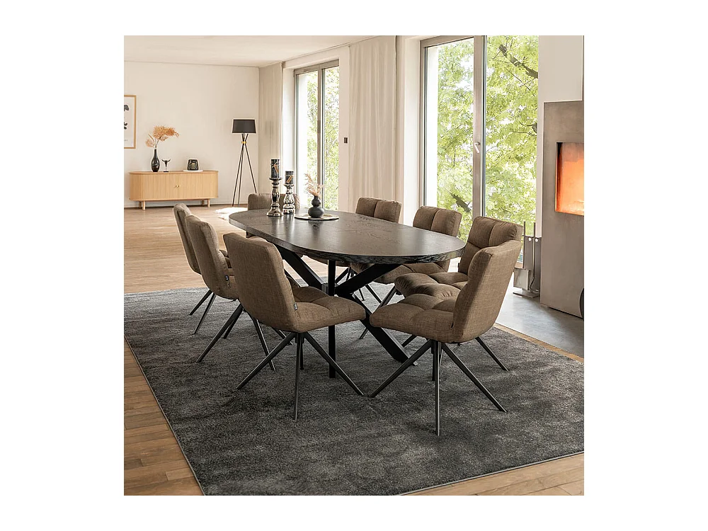 Home Deluxe Salle à manger Ovale Extensible incl. pied étoile 160 x 100 cm Dark Oak
