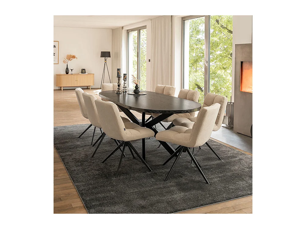 Home Deluxe Salle à manger Ovale Extensible incl. pied étoile 160 x 100 cm Dark Oak