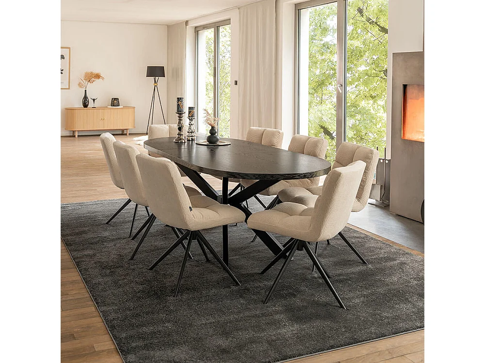 Home Deluxe Salle à manger Ovale Extensible incl. pied étoile 160 x 100 cm Dark Oak