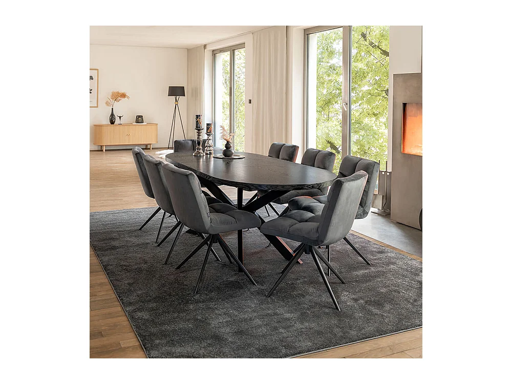 Home Deluxe Salle à manger Ovale Extensible incl. pied étoile 160 x 100 cm Dark Oak