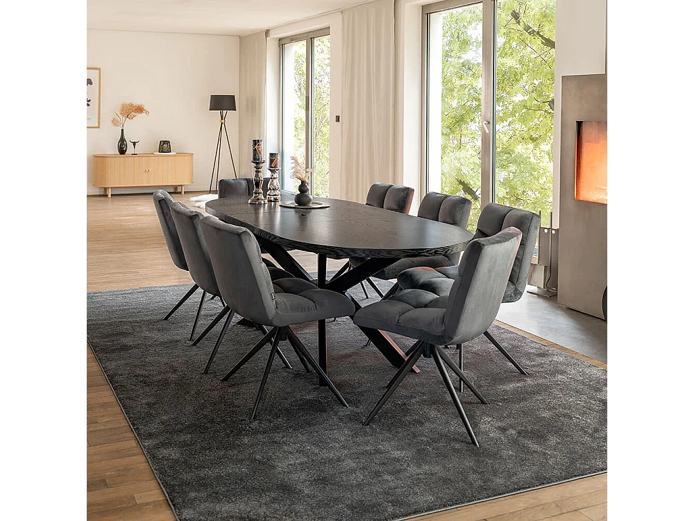 Home Deluxe Salle à manger Ovale Extensible incl. pied étoile 160 x 100 cm Dark Oak