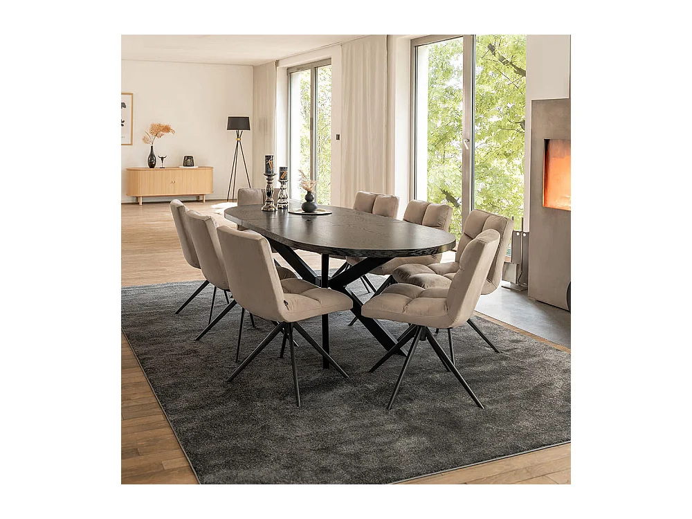 Home Deluxe Salle à manger Ovale Extensible incl. pied étoile 160 x 100 cm Dark Oak