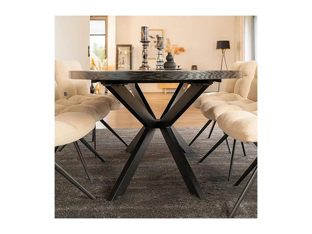 Home Deluxe Salle à manger Ovale Extensible incl. pied étoile 160 x 100 cm Dark Oak
