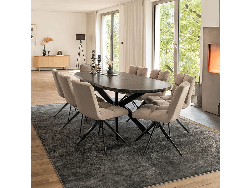 Home Deluxe Salle à manger Ovale Extensible incl. pied étoile 160 x 100 cm Dark Oak