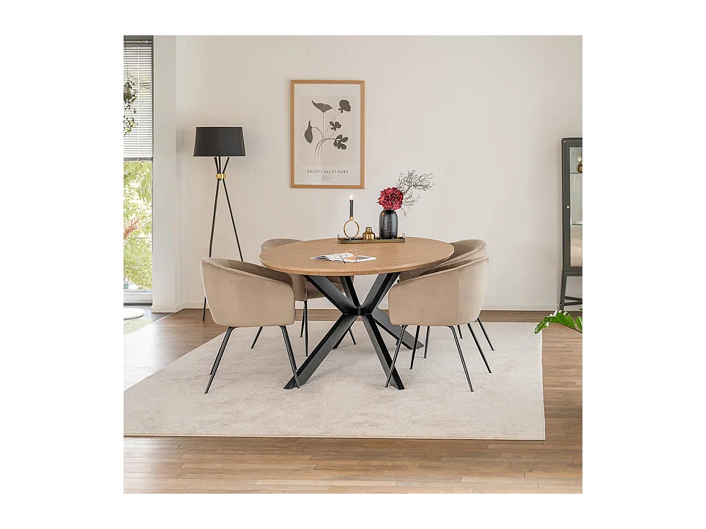 Home Deluxe Ensemble de salle à manger Ovale incl. pied étoile 200 x 120 cm Fishbone Oak