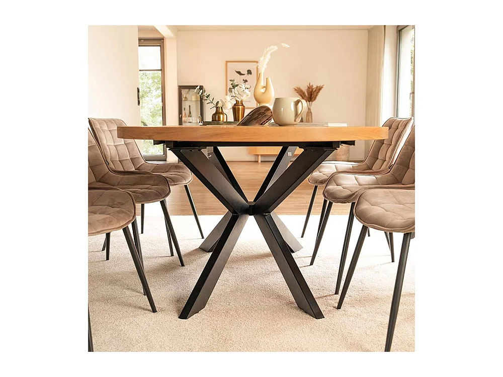 Home Deluxe Salle à manger Ovale Extensible incl. pied étoile 160 x 100 cm Light Oak