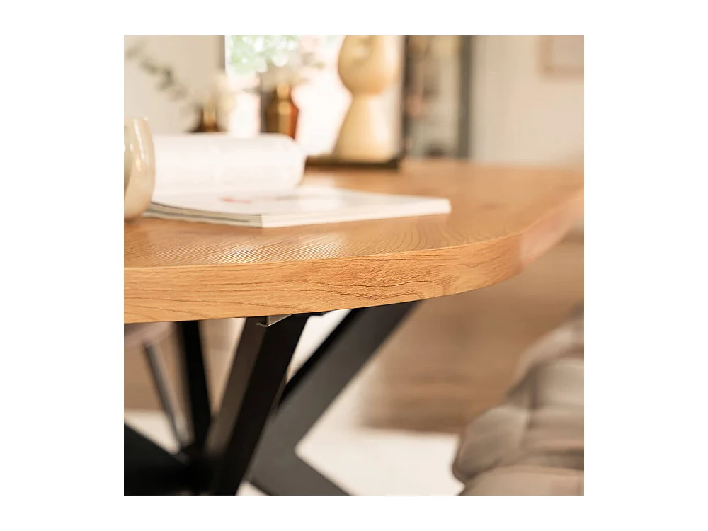 Home Deluxe Salle à manger Ovale Extensible incl. pied étoile 160 x 100 cm Light Oak