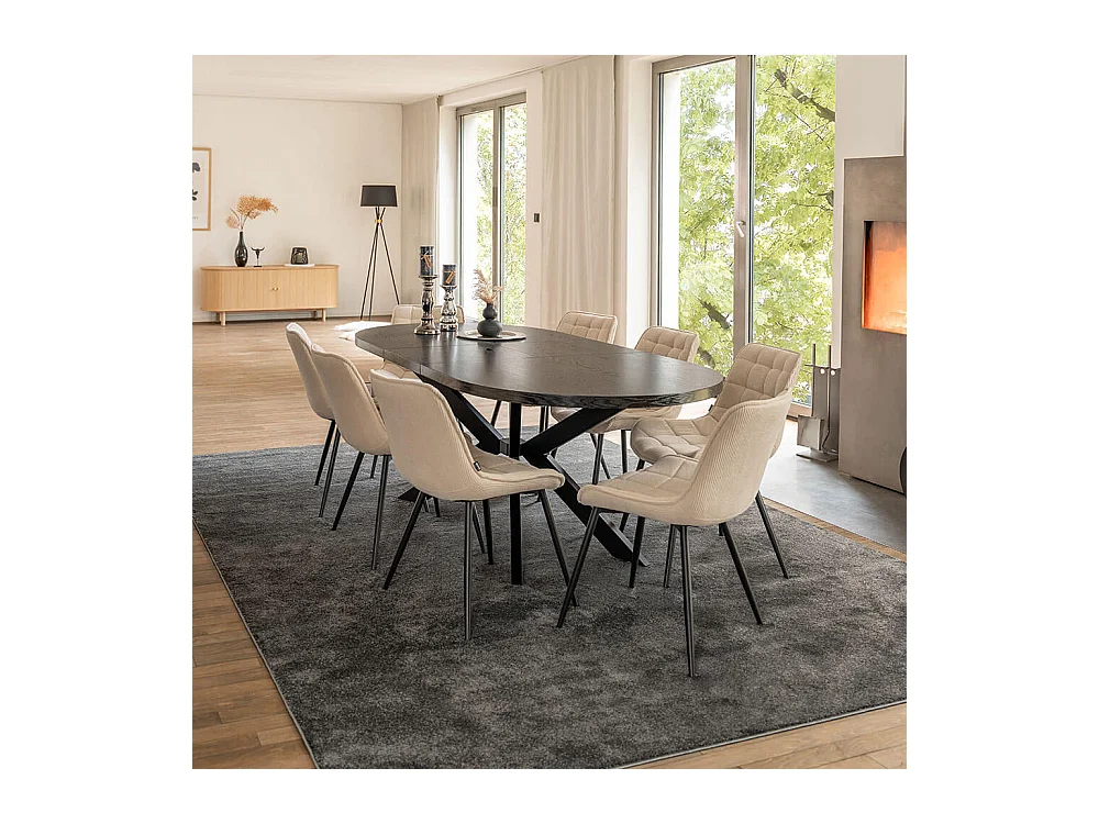 Home Deluxe Salle à manger Ovale Extensible incl. pied étoile 160 x 100 cm Dark Oak