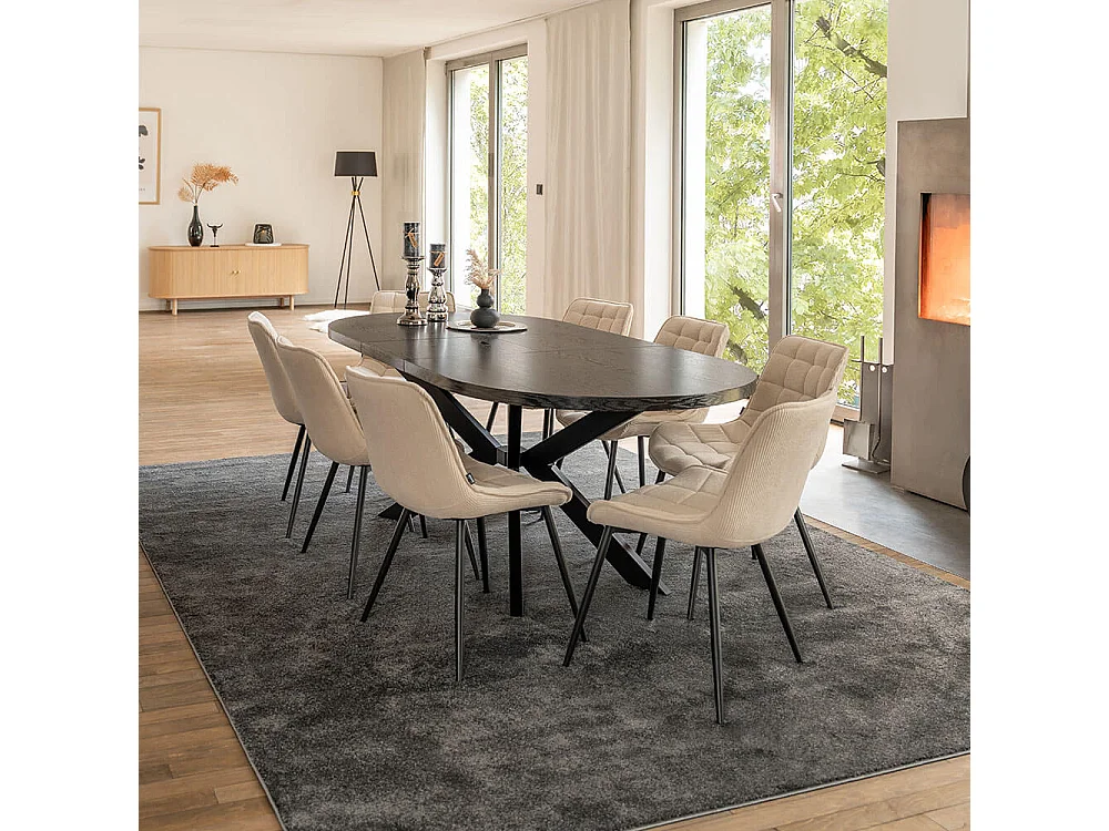 Home Deluxe Salle à manger Ovale Extensible incl. pied étoile 160 x 100 cm Dark Oak