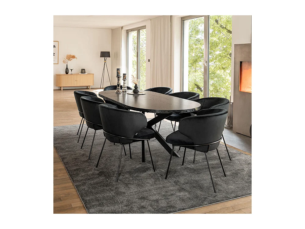 Home Deluxe Salle à manger Ovale Extensible incl. pied étoile 160 x 100 cm Dark Oak