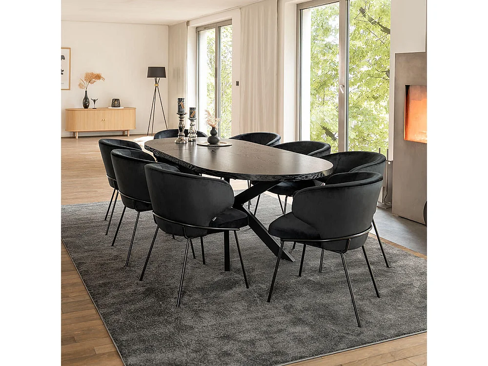 Home Deluxe Salle à manger Ovale Extensible incl. pied étoile 160 x 100 cm Dark Oak