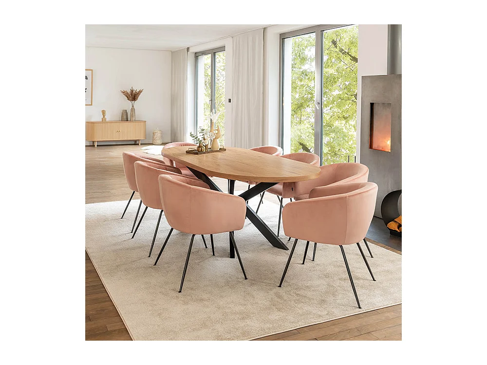 Home Deluxe Salle à manger Ovale Extensible incl. pied étoile 160 x 100 cm Light Oak