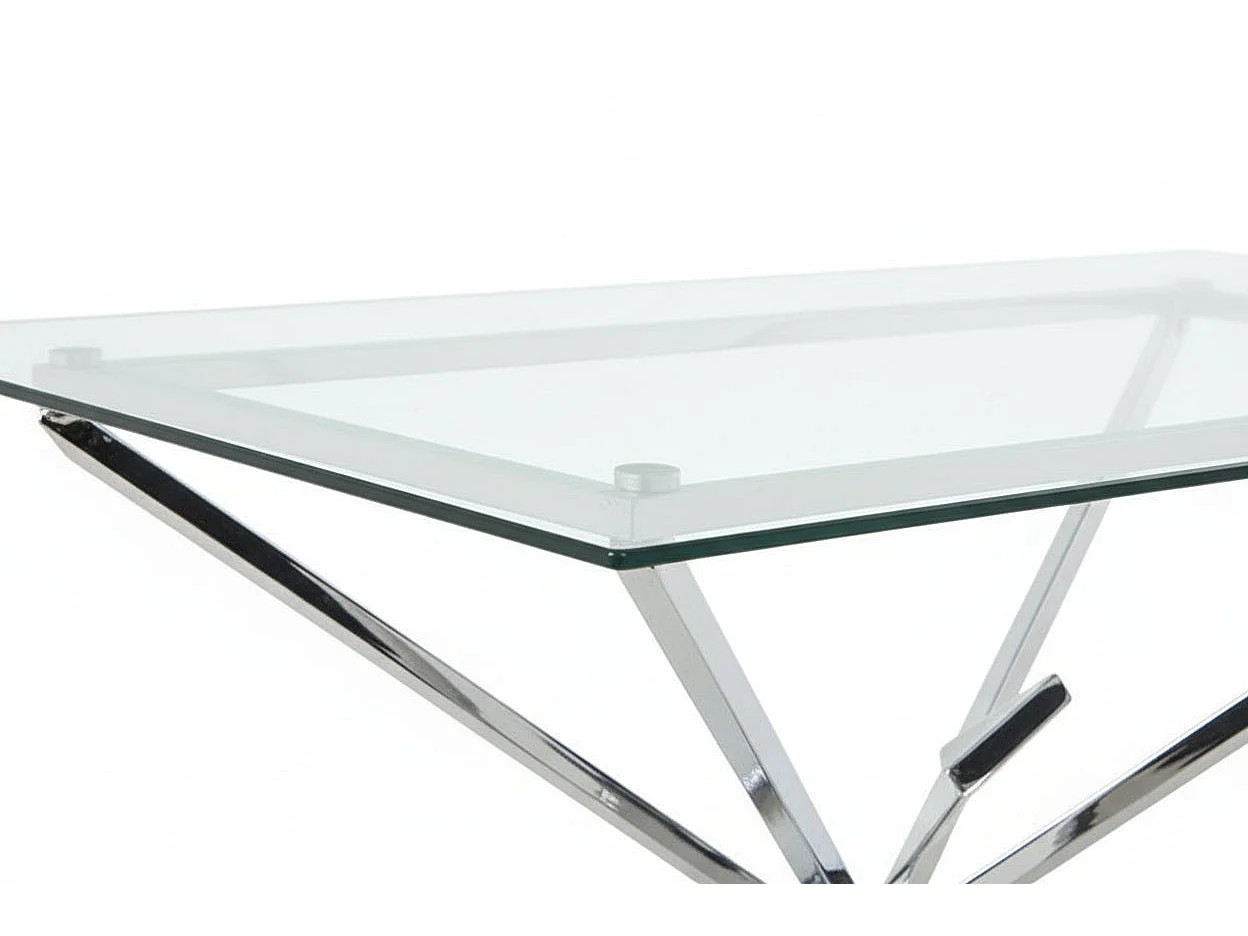 Table à Manger en Verre Transparent & Chrome – 150×90×75 cm – PYRAMIDE