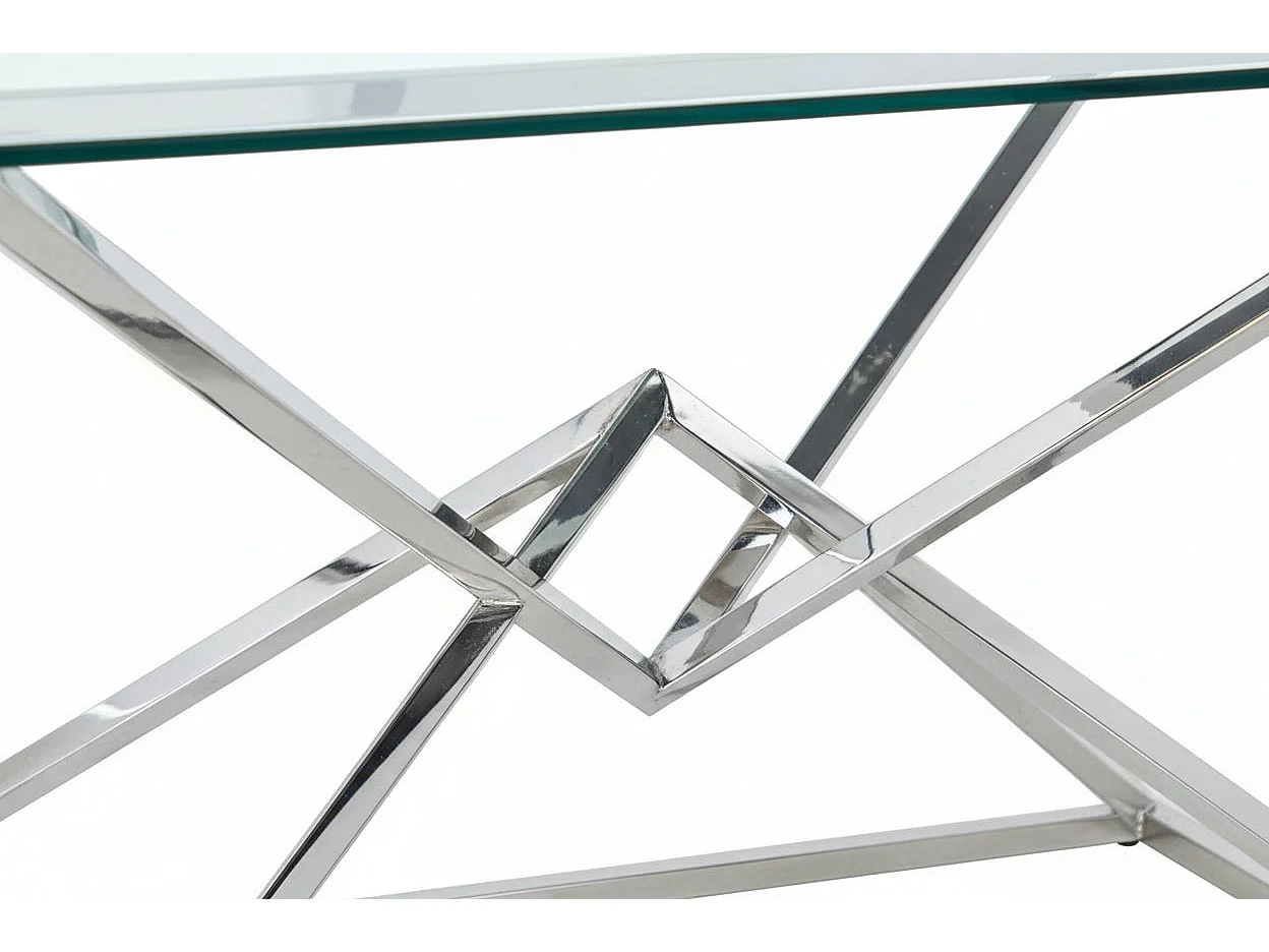 Table à Manger en Verre Transparent & Chrome – 150×90×75 cm – PYRAMIDE