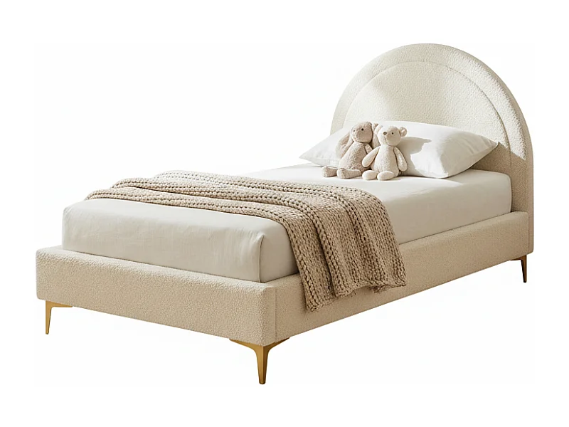 Lit enfant 90x190 cm laine bouclée blanc une place BOUDOIR