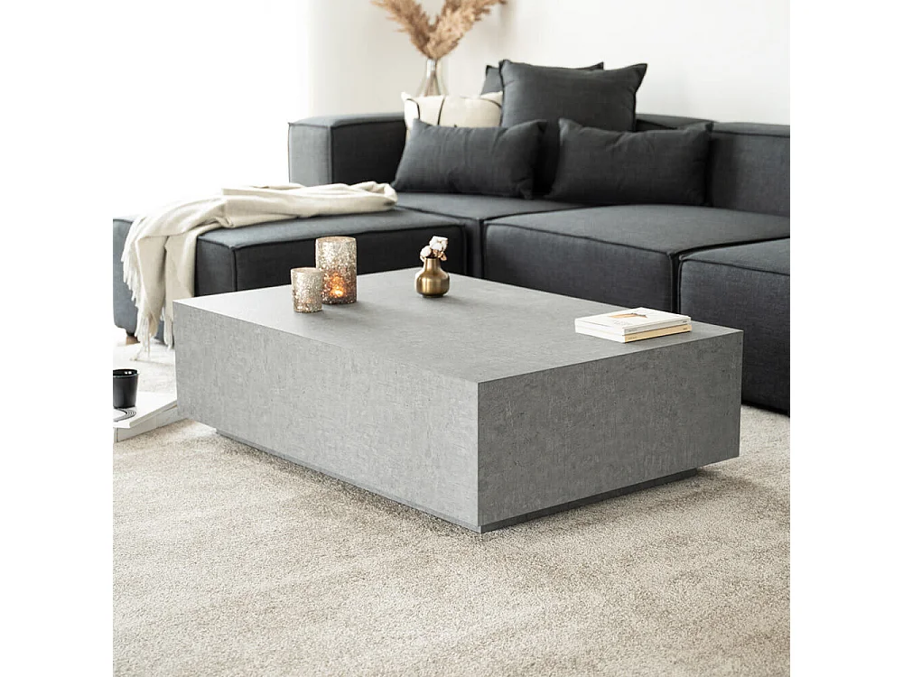 Home Deluxe - Table basse en marbre AMIRI XXL | Couleur : Gris, Dimension : 120 x 35 x 80 cm