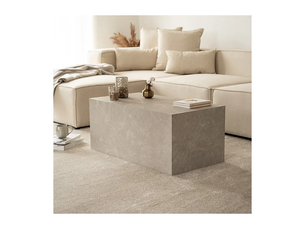 Home Deluxe - Table basse en marbre AMIRI L | Couleur : beige, Dimension : 95 x 40 x 50 cm