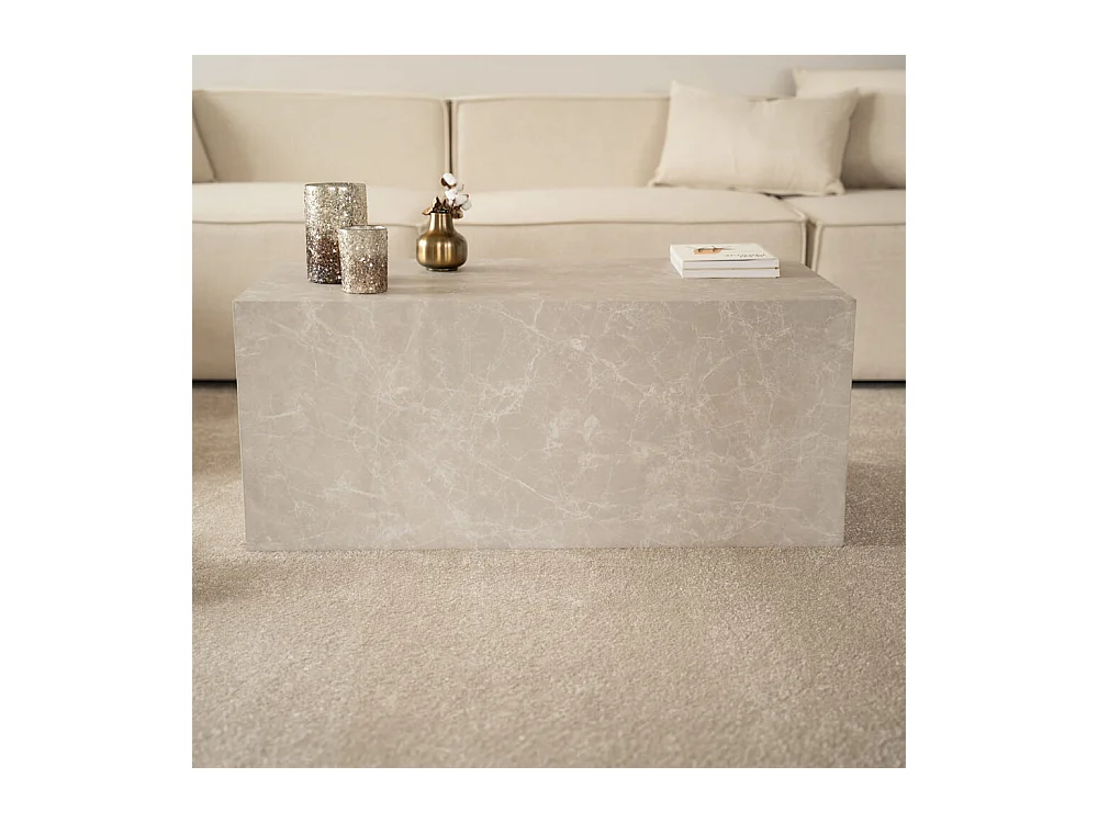 Home Deluxe - Table basse en marbre AMIRI L | Couleur : beige, Dimension : 95 x 40 x 50 cm