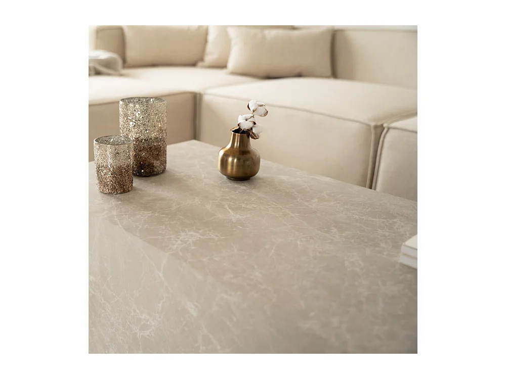 Home Deluxe - Table basse en marbre AMIRI L | Couleur : beige, Dimension : 95 x 40 x 50 cm