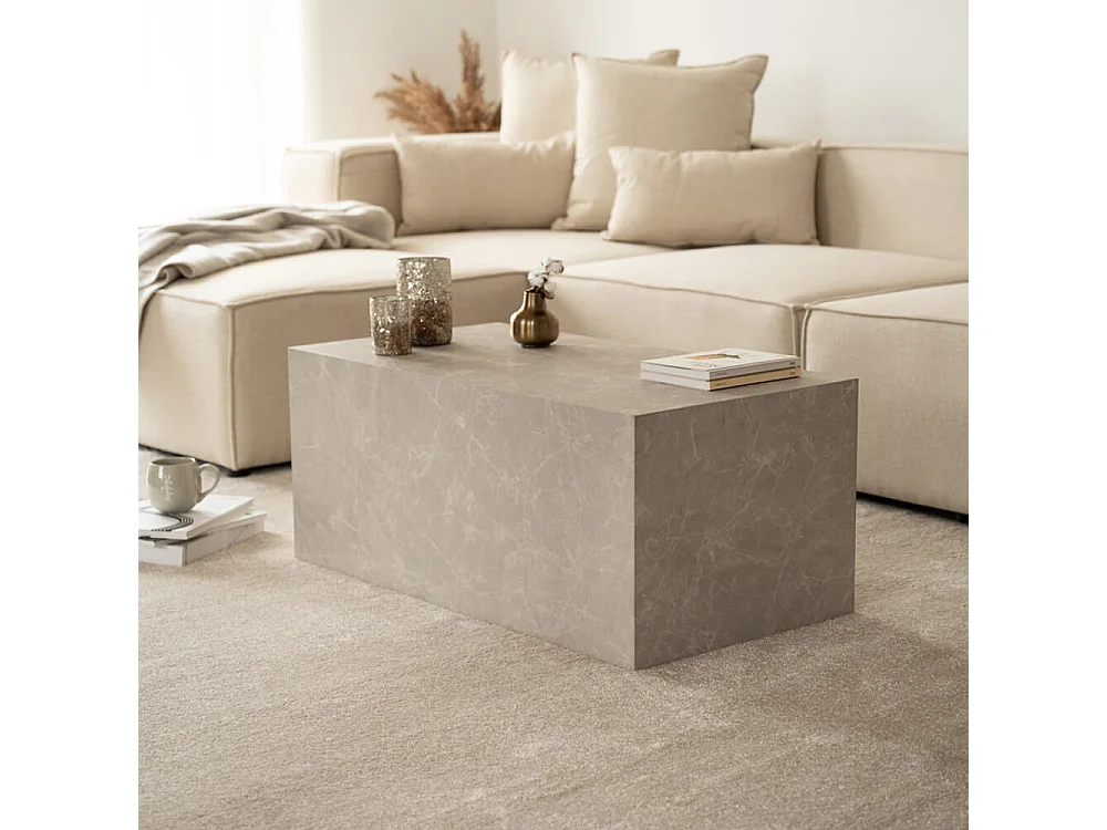 Home Deluxe - Table basse en marbre AMIRI L | Couleur : beige, Dimension : 95 x 40 x 50 cm