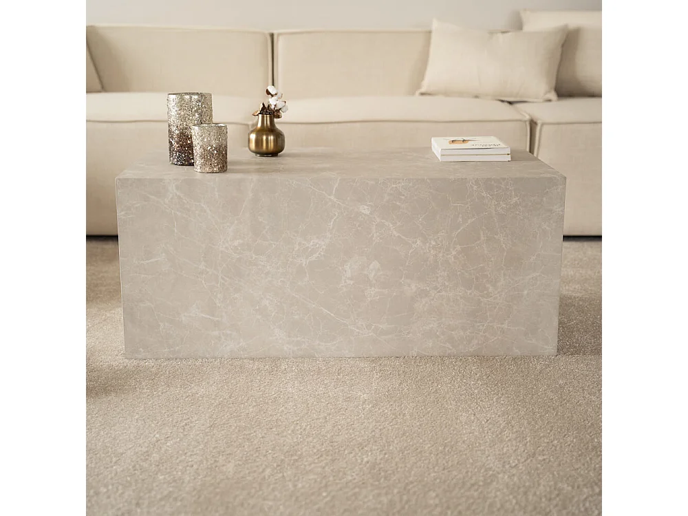 Home Deluxe - Table basse en marbre AMIRI L | Couleur : beige, Dimension : 95 x 40 x 50 cm