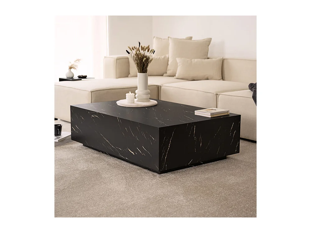 Home Deluxe - Table basse en marbre AMIRI XXL | Couleur : noir, Dimension : 120 x 35 x 80 cm