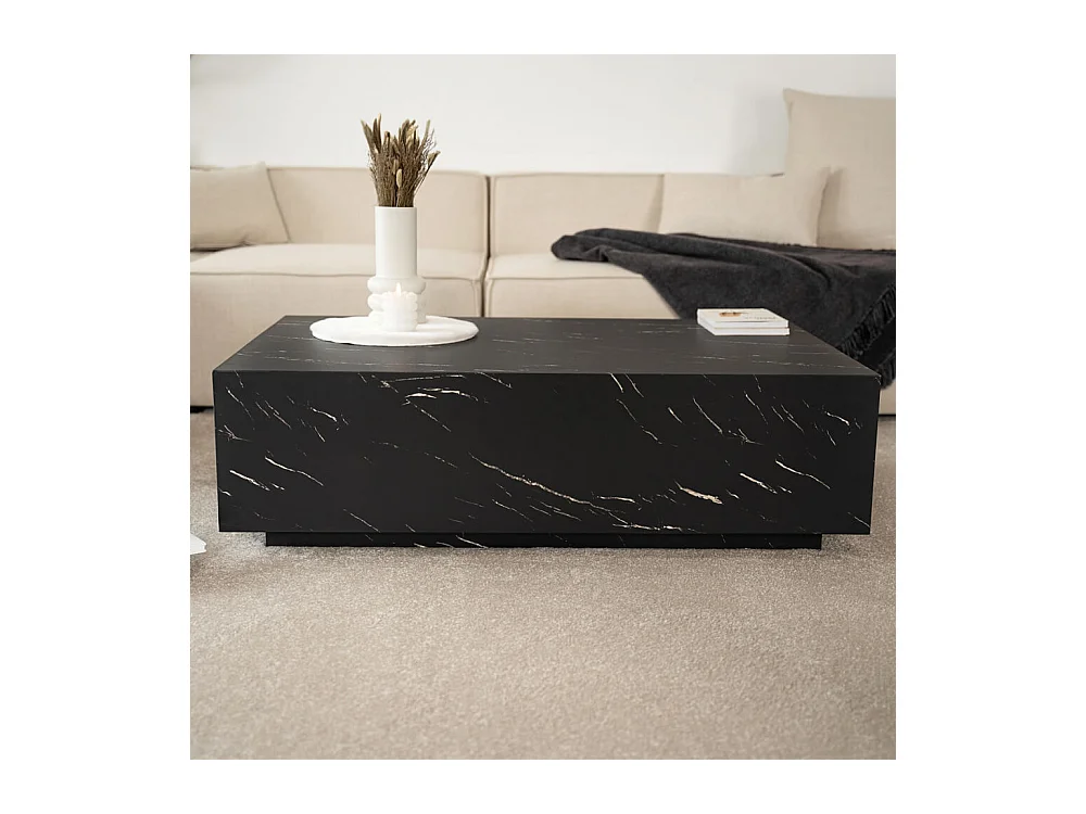 Home Deluxe - Table basse en marbre AMIRI XXL | Couleur : noir, Dimension : 120 x 35 x 80 cm