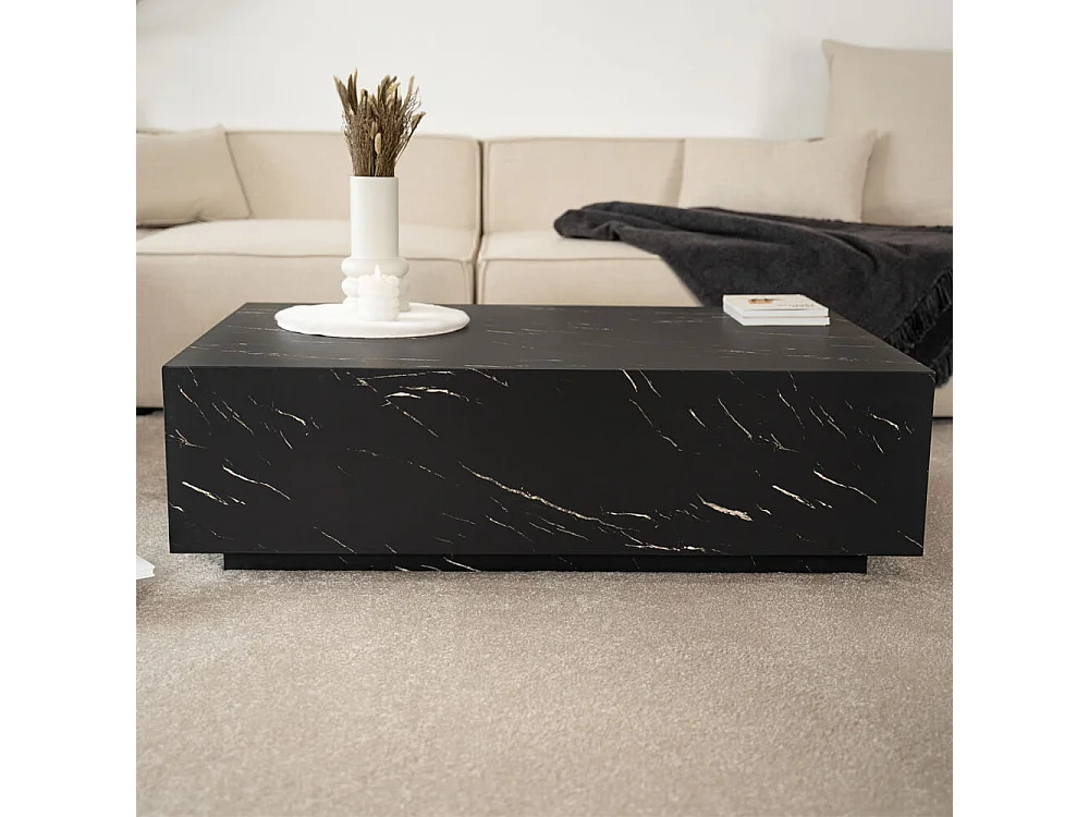 Home Deluxe - Table basse en marbre AMIRI XXL | Couleur : noir, Dimension : 120 x 35 x 80 cm
