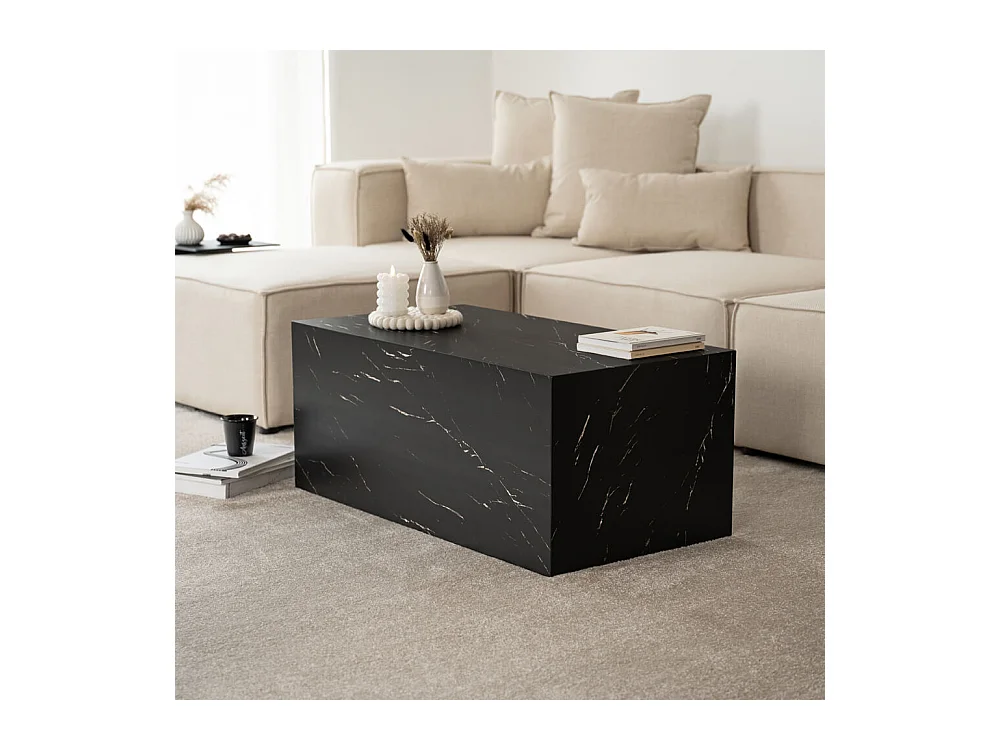 Home Deluxe - Table basse en marbre AMIRI L | Couleur : noir, Taille : 95 x 40 x 50 cm
