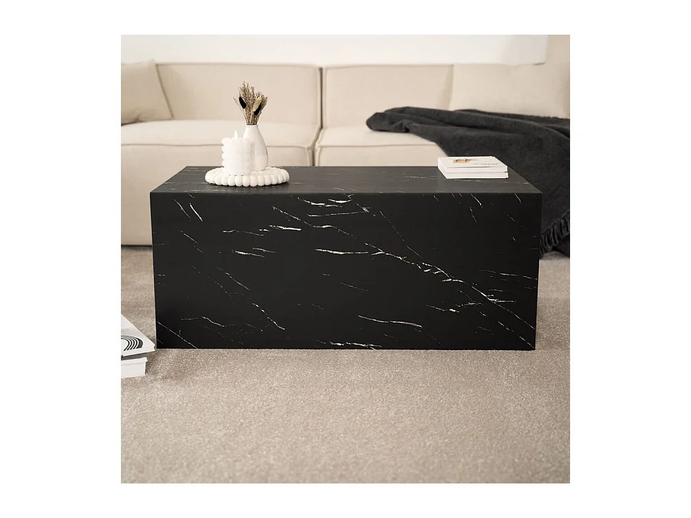 Home Deluxe - Table basse en marbre AMIRI L | Couleur : noir, Taille : 95 x 40 x 50 cm