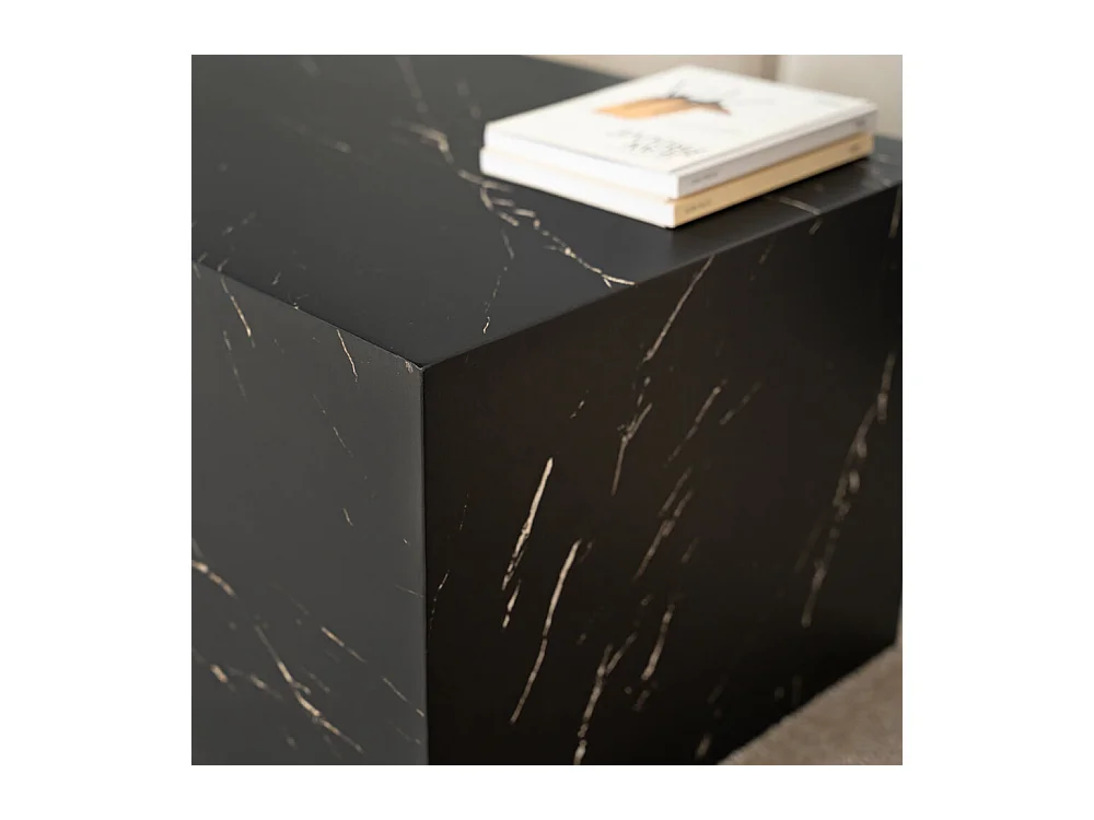 Home Deluxe - Table basse en marbre AMIRI L | Couleur : noir, Taille : 95 x 40 x 50 cm