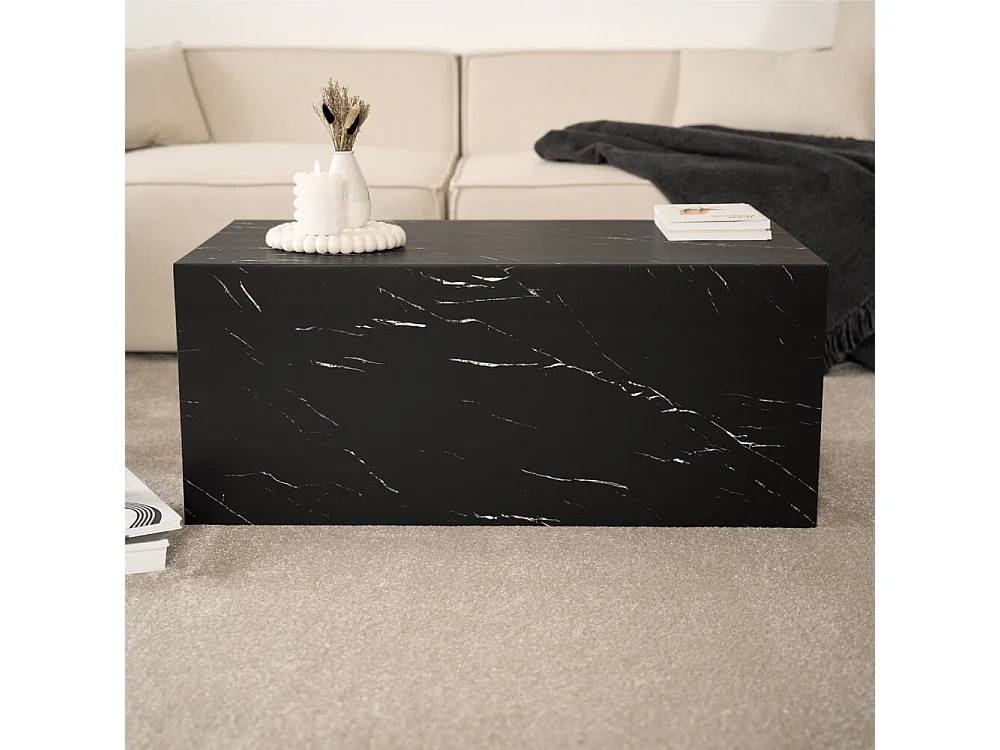 Home Deluxe - Table basse en marbre AMIRI L | Couleur : noir, Taille : 95 x 40 x 50 cm